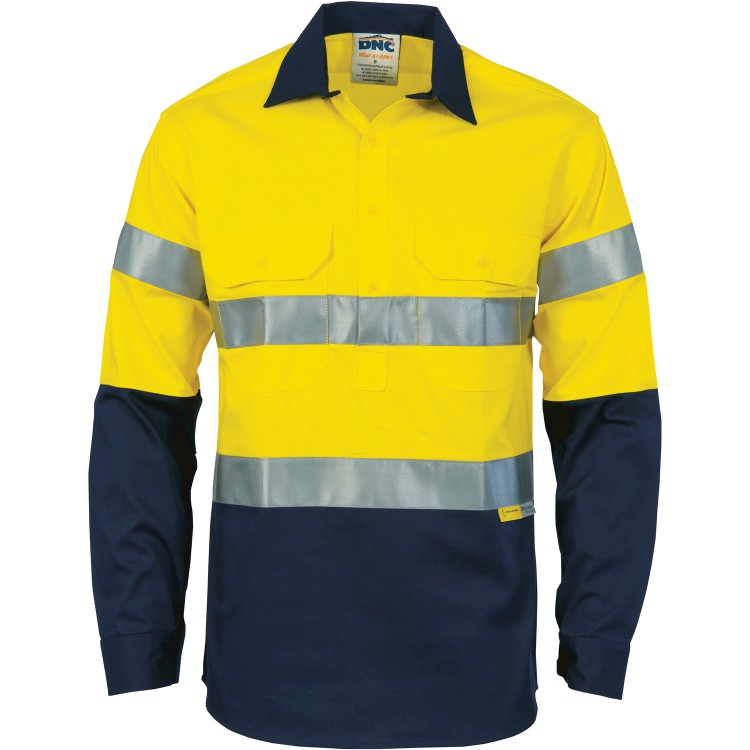 HiVis Two Tone Closed Front Cotton Shirt with 3M R/Tape