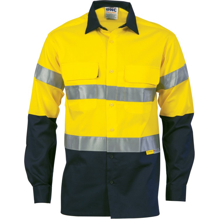 Hivis Cool-breeze Cotton Shirt With 3m 8906 R/tape - Long Sleeve