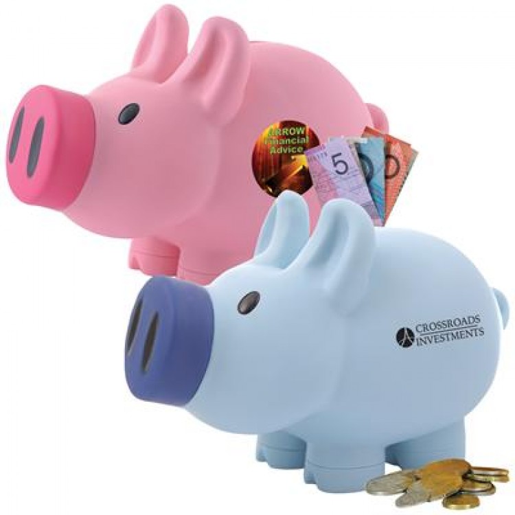 Logo Line Priscilla Pig® (Pink) and Patrick Pig® (Blue) Coin Bank | LL240