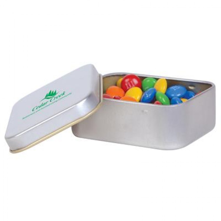 Logo Line M&M's in Silver Rectangular Tin | LL33016