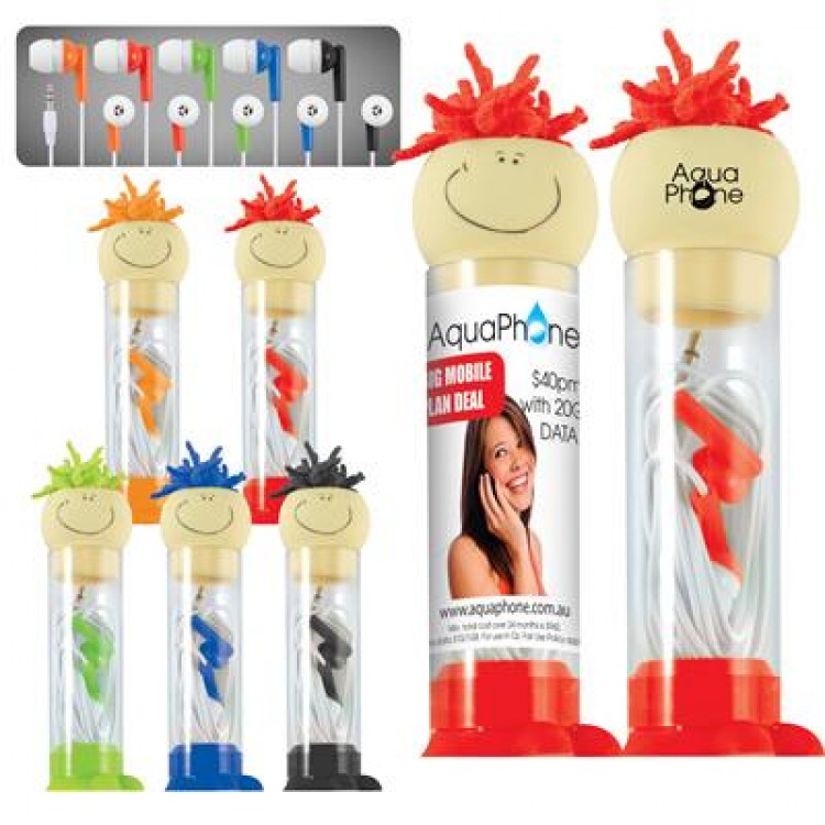 Logo Line Mop Top Earbuds in Clear Tube | LL6169