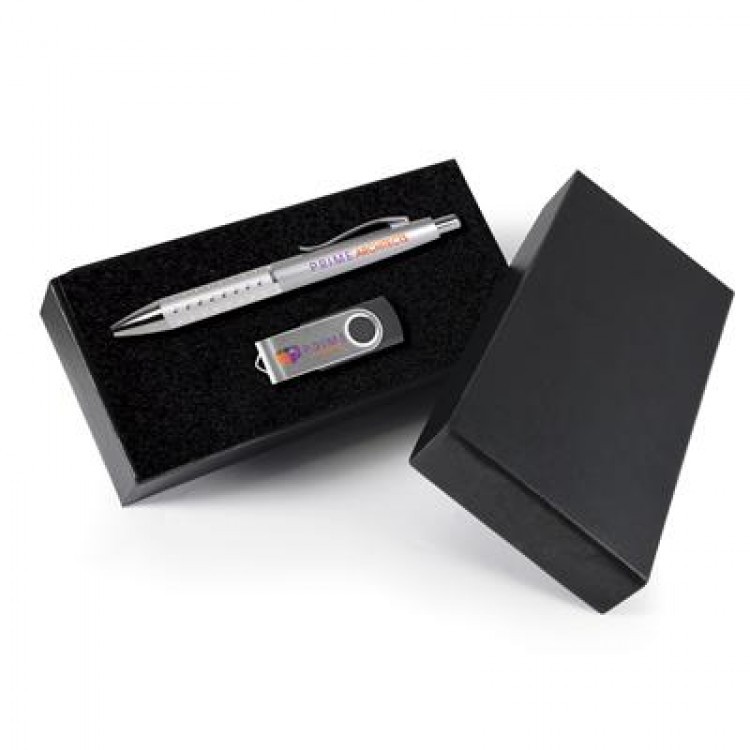Logo Line Style Gift Set - Bling Pen and Swivel Flash Drive | LL8211