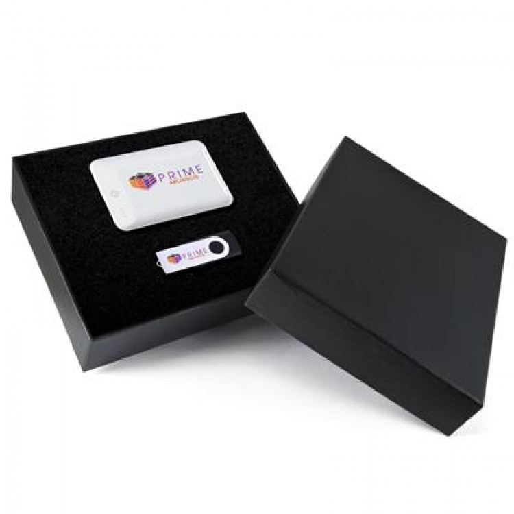 Logo Line Superior Gift Set - Photon Power Bank, Swivel Flash Drive | LL8268