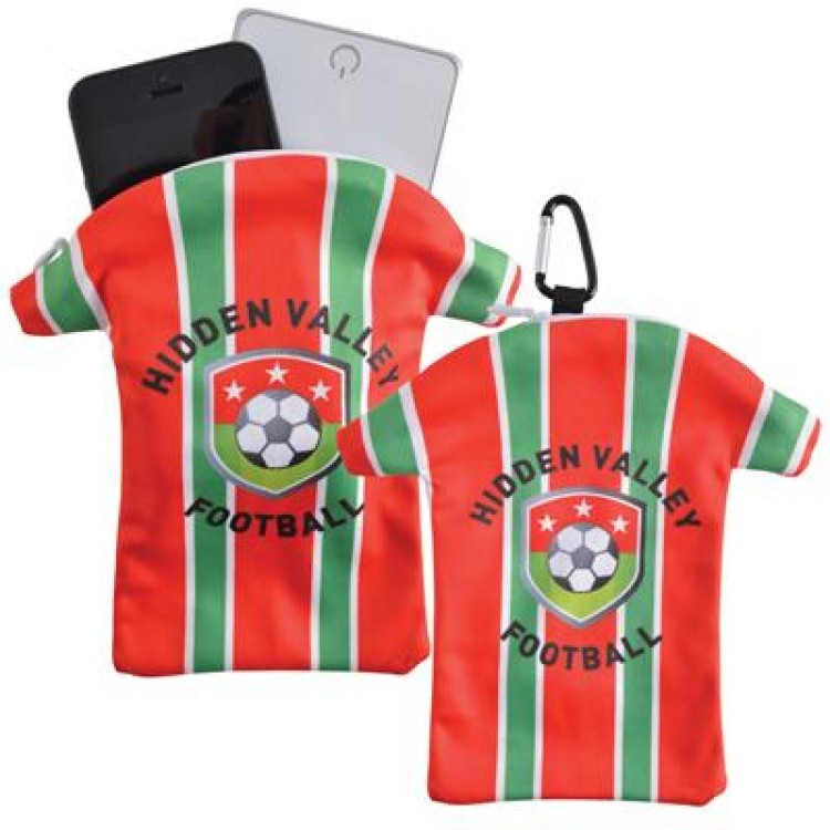 Logo Line Custom Superior Hi Microfibre T-Shirt Phone Pouch with Carabiner | LN0707