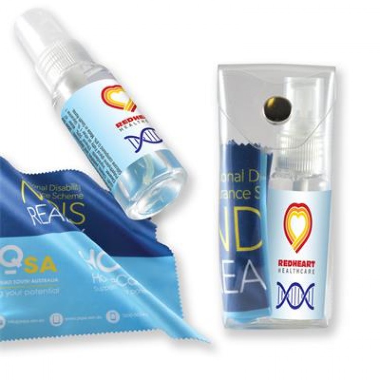 Logo Line Microfibre Lens Cloth & Cleaning Solution in PVC Pouch | LN605