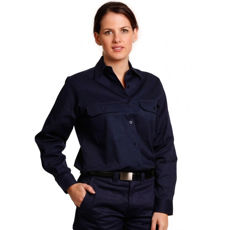 Winning Spirit Women's Cotton Drill Work Shirt