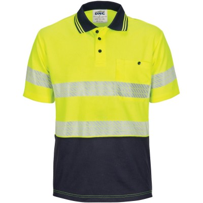 DNC Workwear HIVIS Segment Taped Mircomesh Polo - Short Sleeve