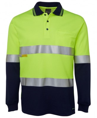 Hi Vis L/S (D+N) Cotton Back Polo