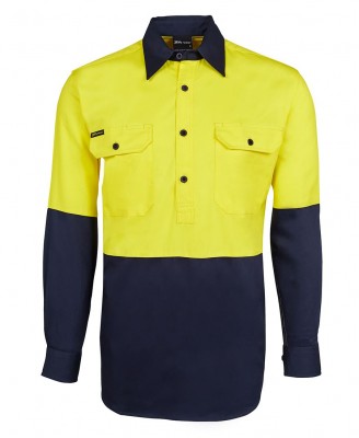 Hi Vis L/S 190g Close Front Shirt