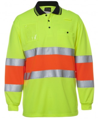 Hi Vis Bio Motion (D+N) L/S Polo with 3M Tape,