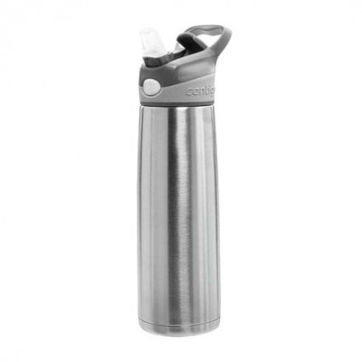 Contigo Sheffield 'Autospout' Sports Bottle - Silver Stainless steel construction reduces external condensation and keeps drinks cold for up to 20 hour...