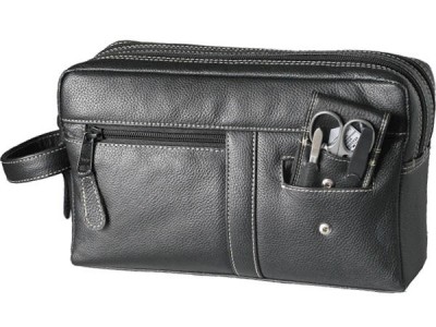 Europa Brands Sonnenschein Bavaria Leather Toiletry Bag With Nail Set