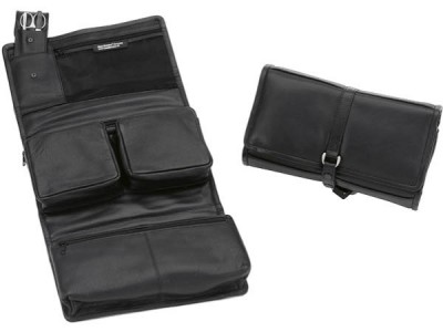 Europa Brands Sonnenschein Stuttgart Hanging Leather Toiletry Bag With Nail Set