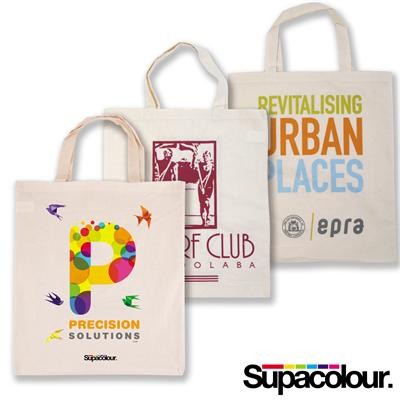 Logo Line Calico Double Short Handle Tote Bag - 140 GSM | LL500