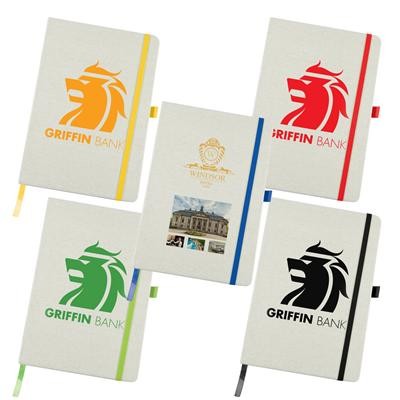 Logo Line Civic A5 Linen Notebook with Elastic Closure | LL5088