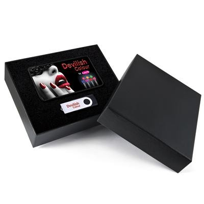 Logo Line Superior Gift Set - Vivid Light Up Power Bank, Swivel Flash Drive | LL8270