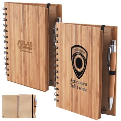 Logo Line Bamboo Cover Notebook with Pen | LL9757 