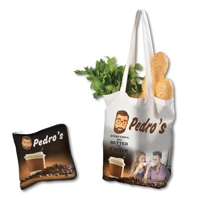 Logo Line Cotton Folding Shopping Bag with Full Colour Design - 170 GSM | LN537