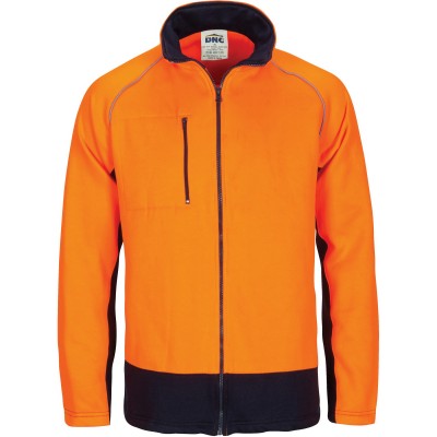 Hivis 2 Tone Full Zip Fleecy Sweat Shirt With Two Side Zipped Pockets