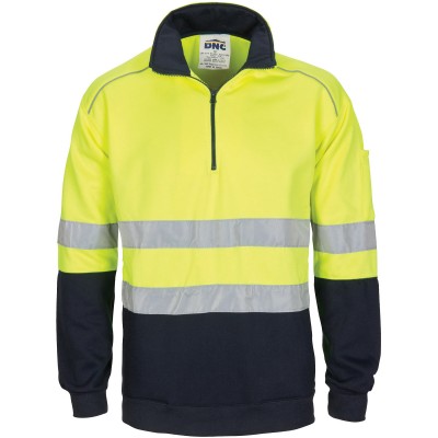 HiVis 1/2 Zip Fleecy with Hoop Pattern CSR Reflective Tape
