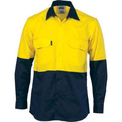 HiVis Cool-Breeze Vertical Vented Cotton Shirt - Long sleeve
