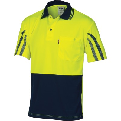 DNC Workwear HiVis Cool-Breathe Printed Stripe Polo - Short Sleeve