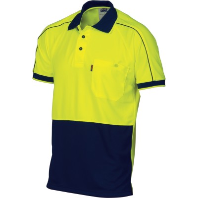 DNC Workwear HiVis Cool-Breathe Double Piping Polo - Short Sleeve