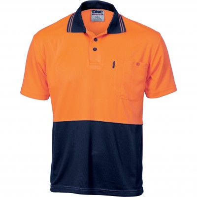 HiVis Two Tone Cool Breathe Polo Shirt, Short Sleeve