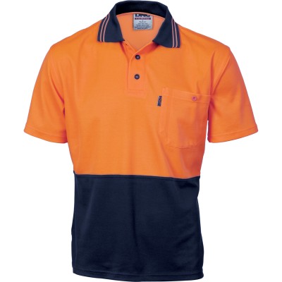 DNC Workwear Cotton Back HiVis Two Tone Fluoro Polo - Short Sleeve
