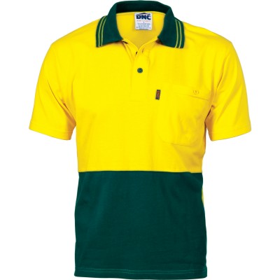 DNC Workwear HiVis Cool-Breeze Cotton Jersey Polo Shirt with Under Arm Cotton Mesh - S/S