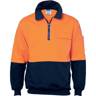 HiVis Two Tone 1/2 Zip Cotton Fleecy Windcheater