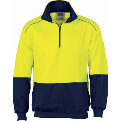 HiVis Two Tone 1/2 Zip Reflective Piping Sweat Shirt