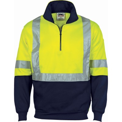 HiVis Cross Back D/N Two Tone 1/2 Zip Fleecy Sweat Shirt