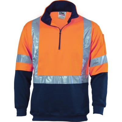 HiVis 1/2 Zip Fleecy with ‘X’ Back & additional Tape on Tail