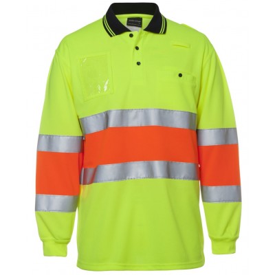 Hi Vis Bio Motion (D+N) L/S Polo with 3M Tape,