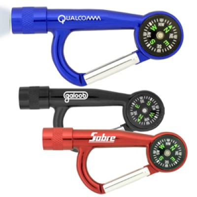 High Caliber Flashlight Carabiners with Compass