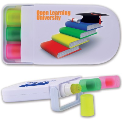 Set of 3 Retractable Highlight Wax Markers in White Case