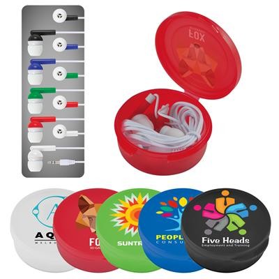 Logo Line Thump Earbud / Headphone Set in Round Case | LL0100