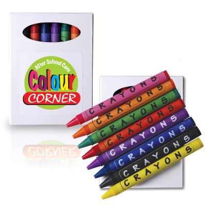 Assorted Colour Crayons in White Cardboard Box