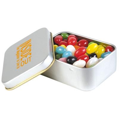 Logo Line Assorted Colour Mini Jelly Beans in Silver Rectangular Tin | LL334