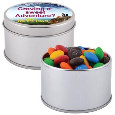 Logo Line M&M's in Silver Round Tin | LL3401