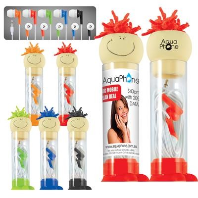 Logo Line Mop Top Earbuds in Clear Tube | LL6169