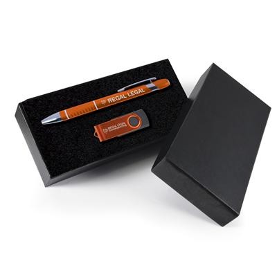 Logo Line Style Gift Set - Miami Pen and Swivel Flash Drive | LL8214