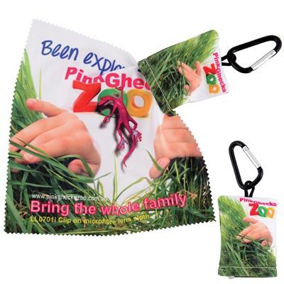 Logo Line Custom Superior Hi Microfibre Lens Cloth in Pouch with Carabiner | LN0701