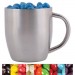 Logo Line Corporate Colour Mini Jelly Beans in Stainless Steel Double Wall Curved Mug | LL8645
