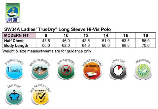 SW34A SIZE CHART