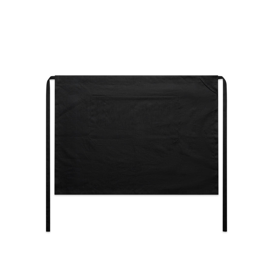 1087 linen half apron black