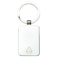 Rectangle Recycled Zinc Alloy Keyring w/ Bamboo
