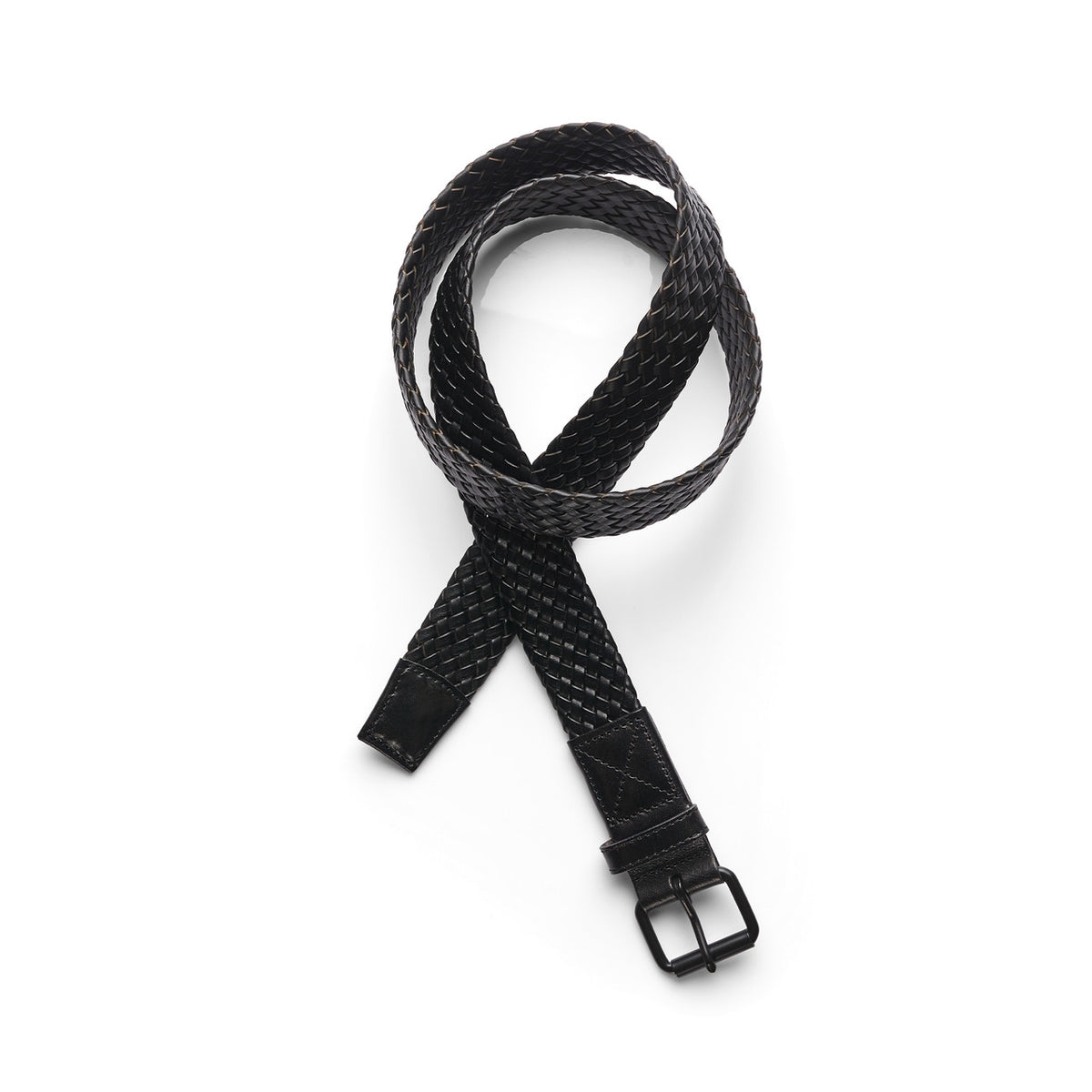 1405 braided leather belt black