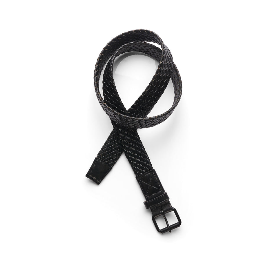 1405 braided leather belt black
